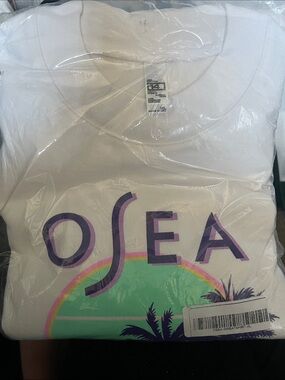 OSEA White Graphic Sweatshirt with Purple Logo